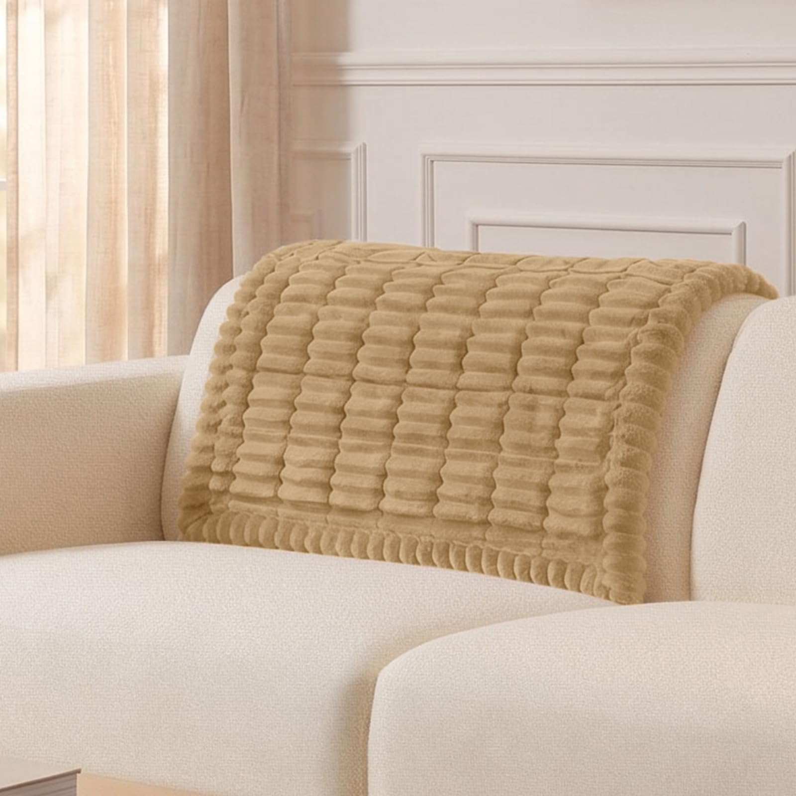 Plush Ribbed Pet Couch Cover