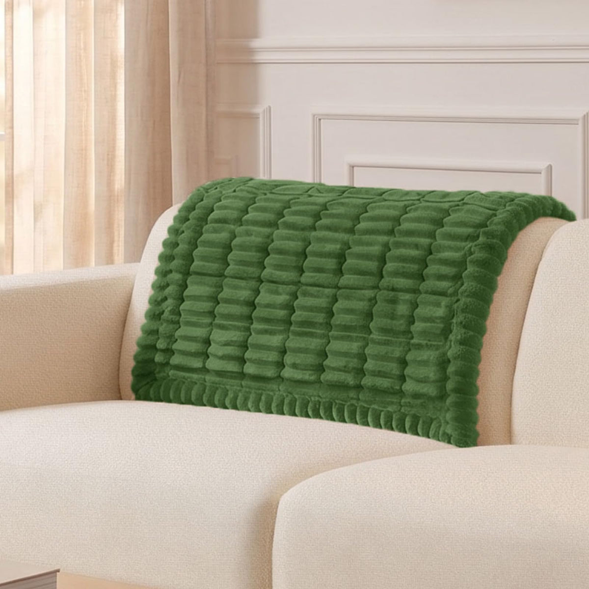 Plush Ribbed Pet Couch Cover