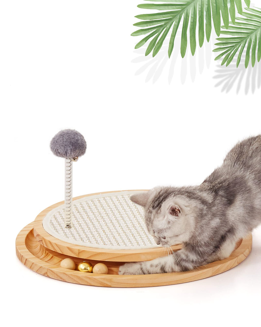 Natural Sisal Cat Scratcher with Ball Track – Interactive Scratching Toy for Cats