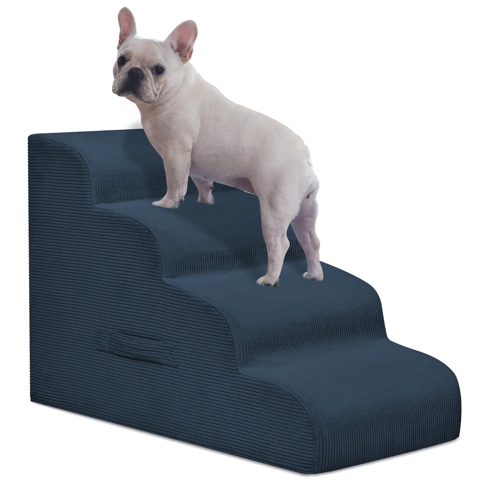 4-Step Dog Stairs for Small Dogs & Cats – Foam Pet Steps for Bed & Sofa