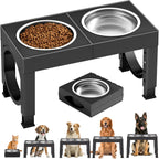 Adjustable Elevated Dog Bowl Stand with 2 Steel Bowls
