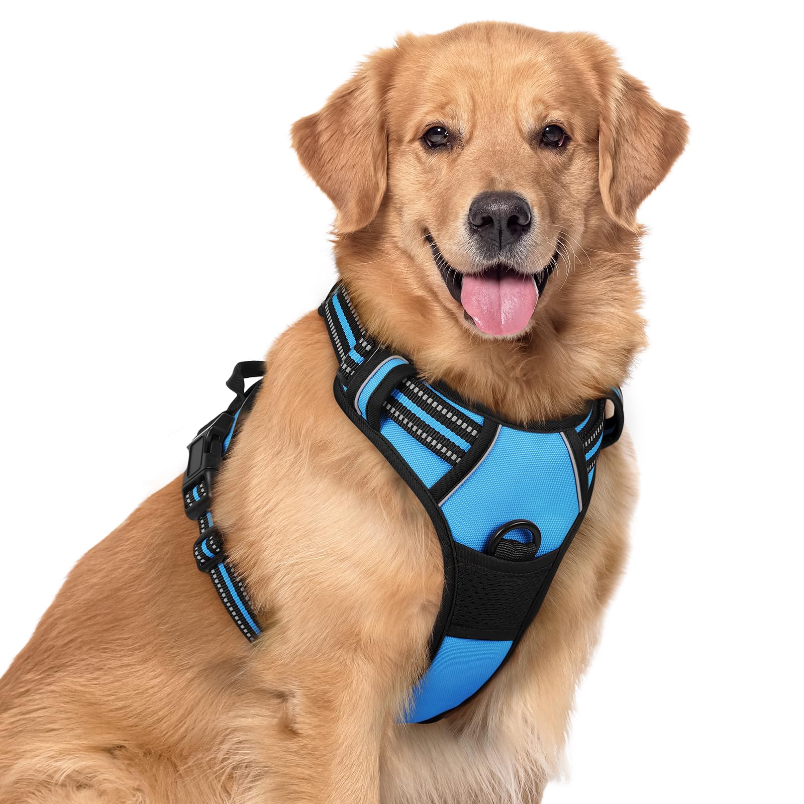 No Pull Dog Harness for Large Dogs – Adjustable Pet Vest with 2 Leash Clips