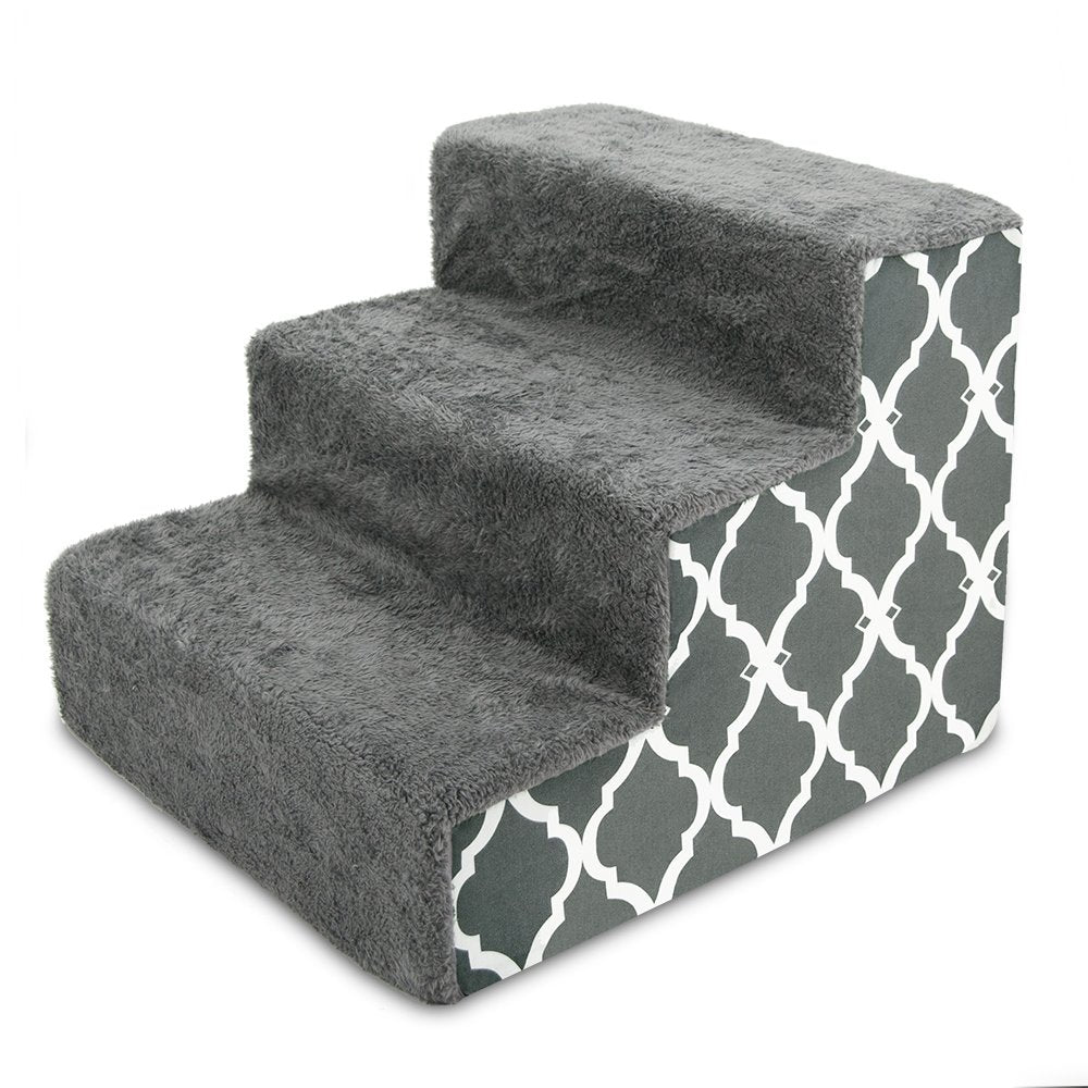 4-Step Dog Stairs for Small Dogs & Cats – 18" Foam Pet Steps for Bed & Couch