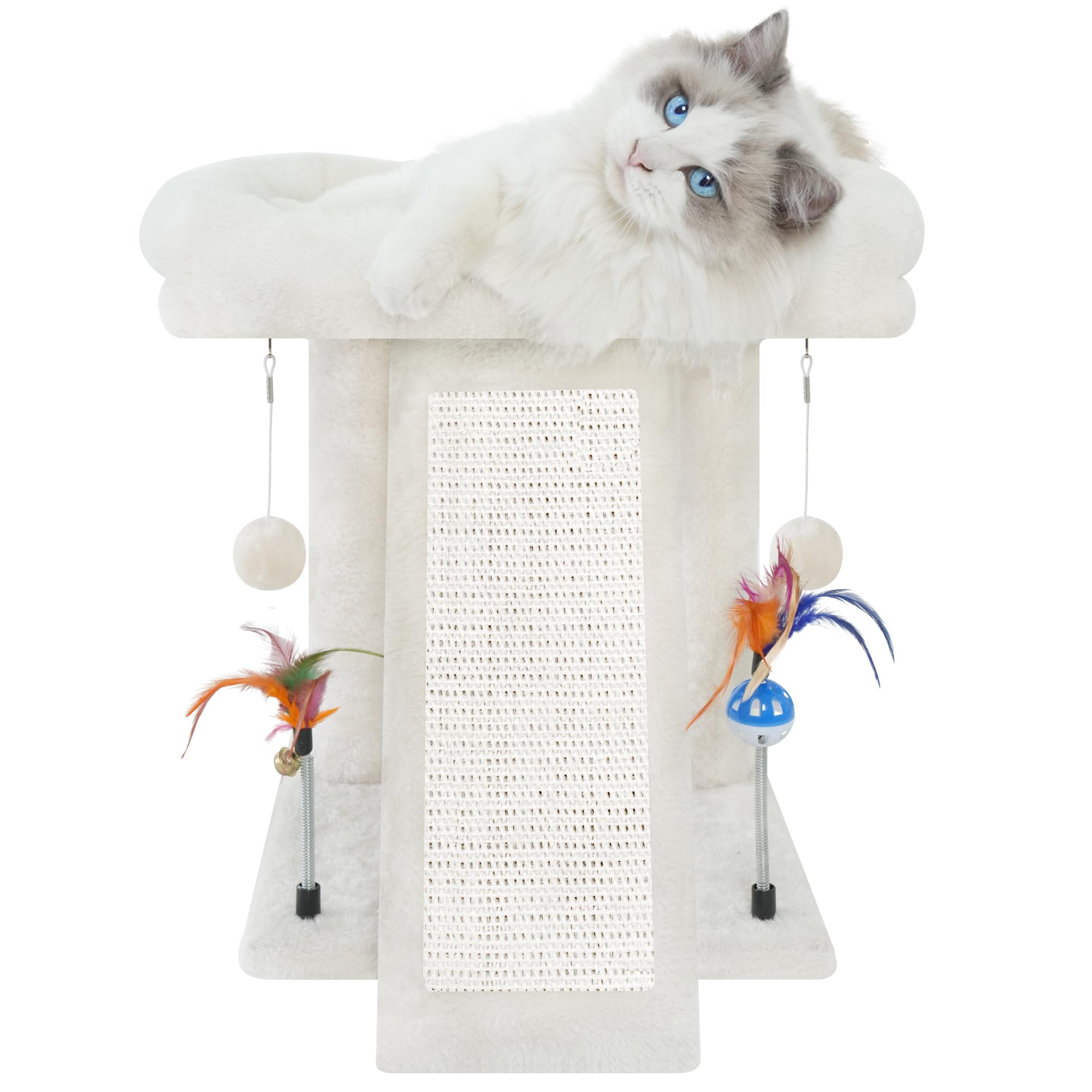 2-Tier Cat Tree with Scratching Post & Toy Balls – 17.7" Indoor Cat Tower