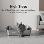 High-Sided Stainless Steel Cat Litter Pan
