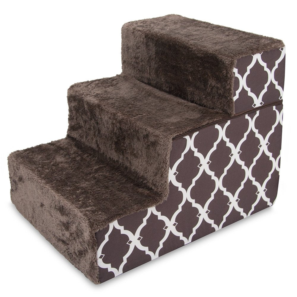 4-Step Dog Stairs for Small Dogs & Cats – 18" Foam Pet Steps for Bed & Couch