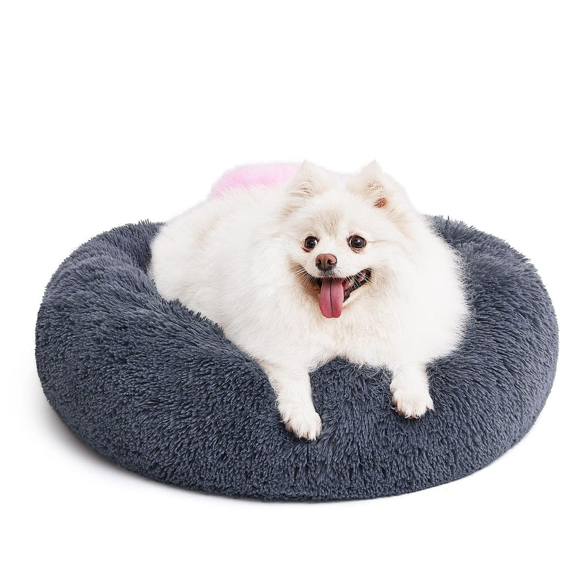23" Round Donut Dog Bed – Plush Washable Pet Bed for Dogs & Cats