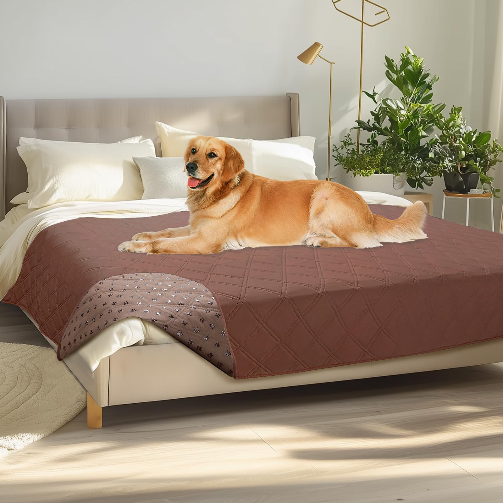 Quilted Pet Couch Protector with Non-Slip Back