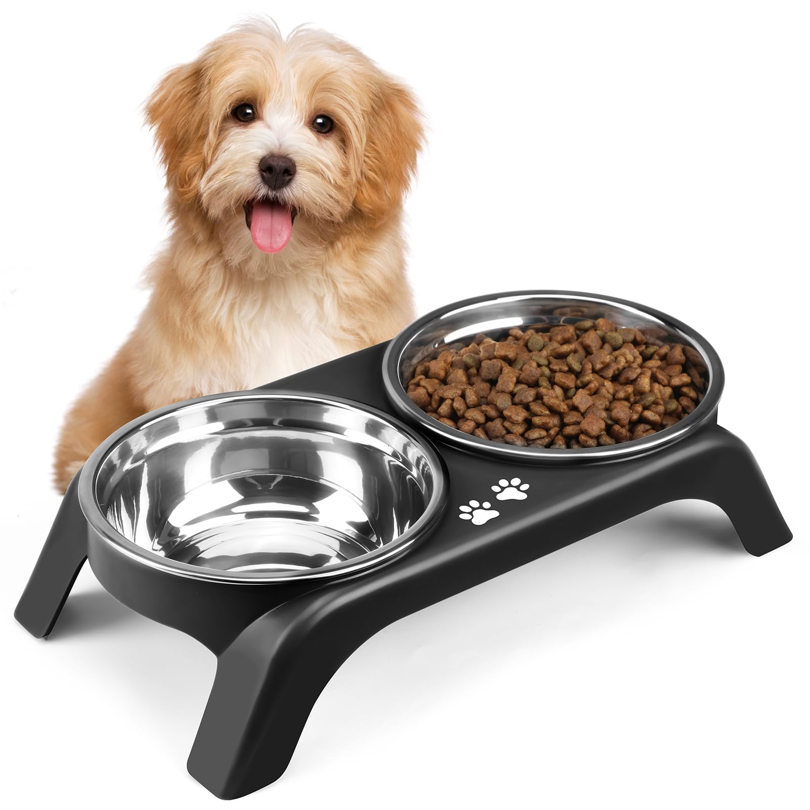 5-Height Large Dog Bowl Stand with 2 XL Steel Bowls