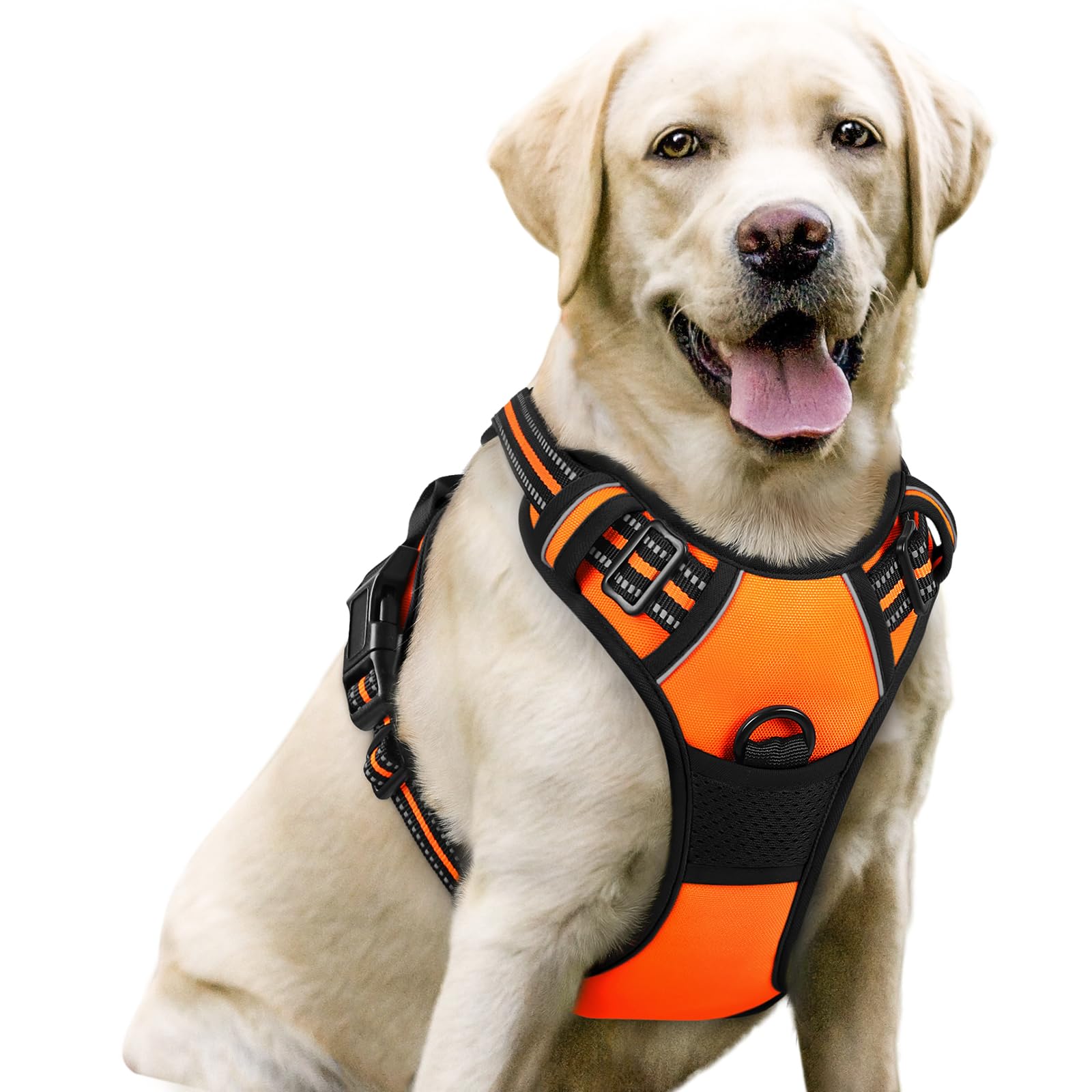 No Pull Dog Harness for Large Dogs – Adjustable Pet Vest with 2 Leash Clips