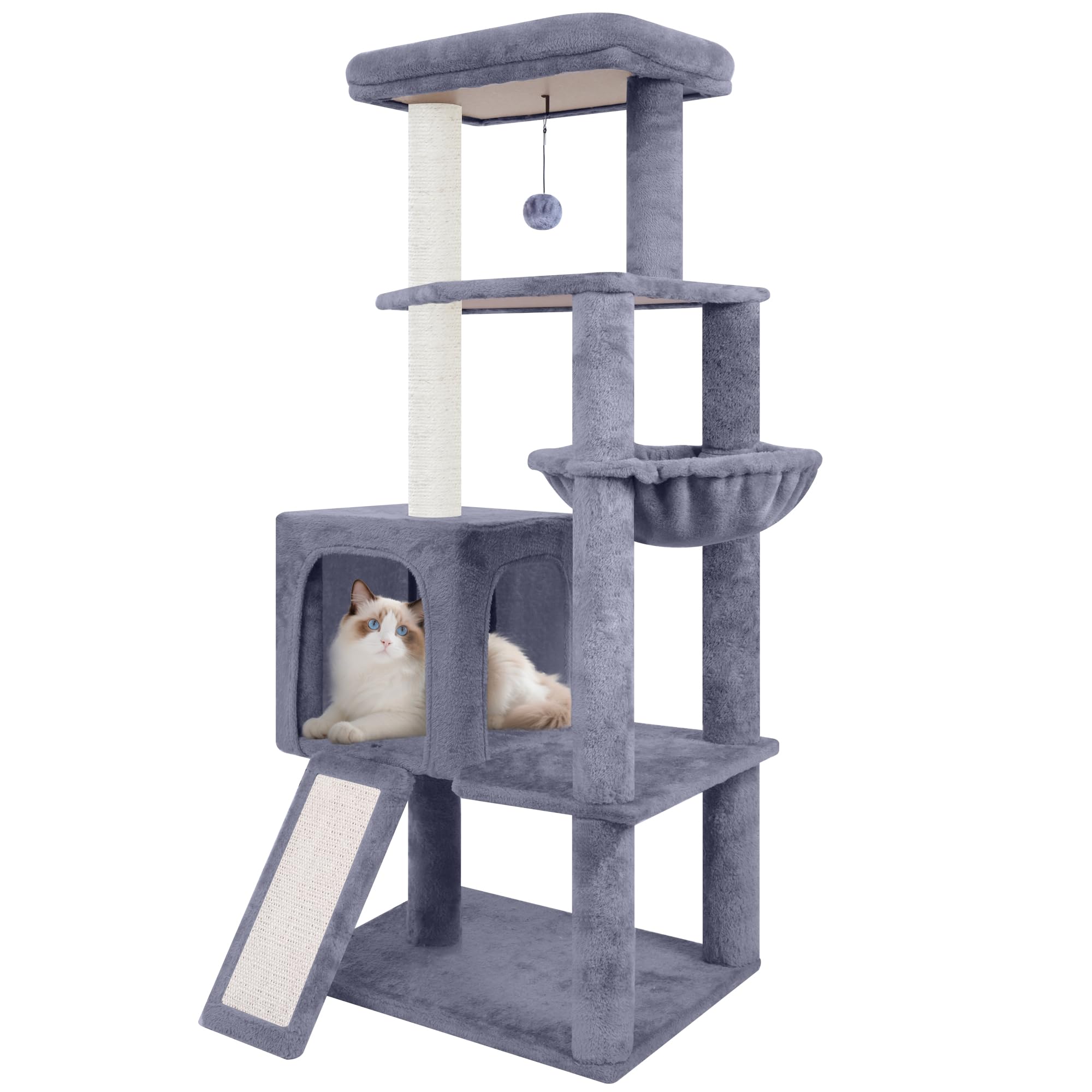 2-Tier Cat Tree with Scratching Post & Toy Balls – 17.7" Indoor Cat Tower