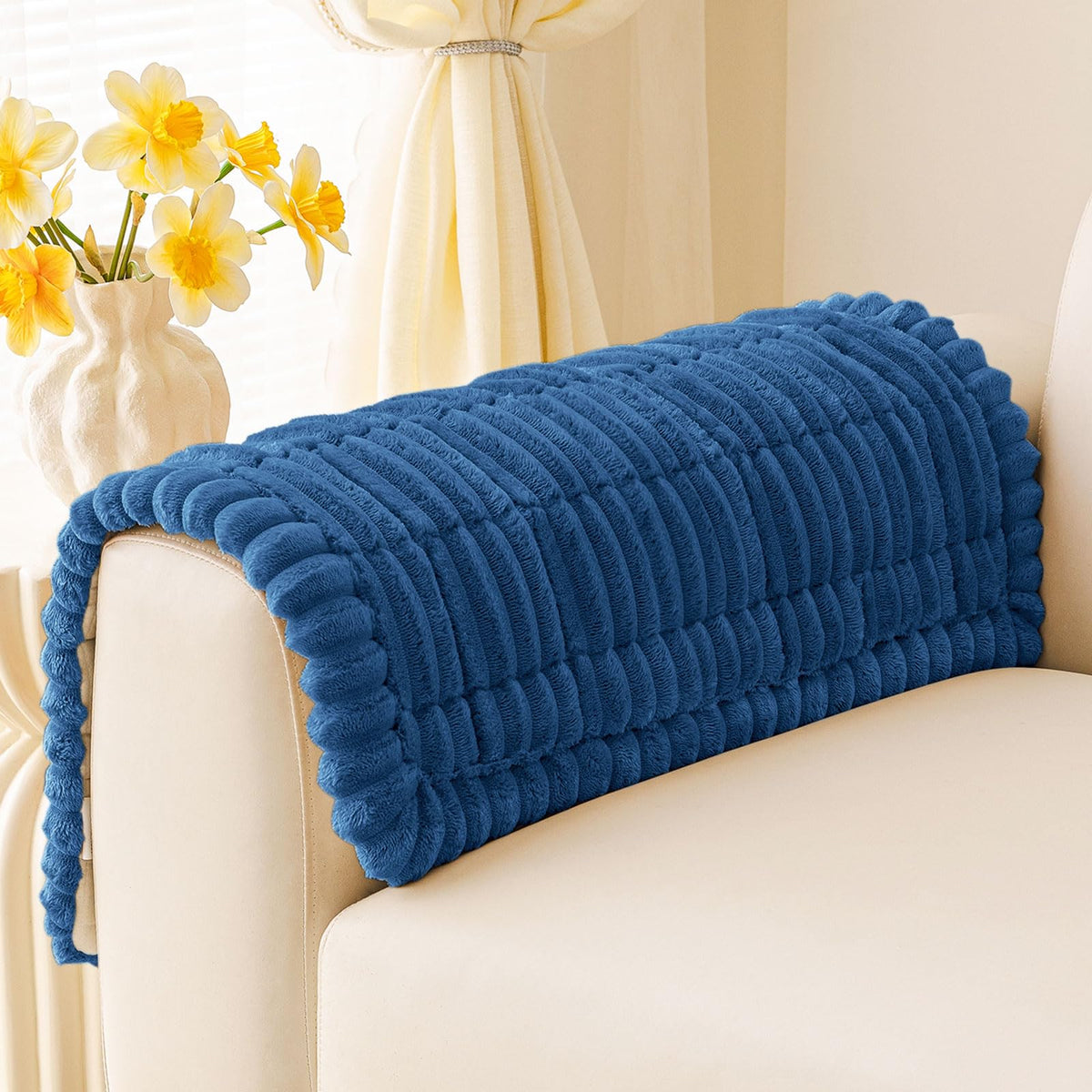 Plush Ribbed Pet Couch Cover