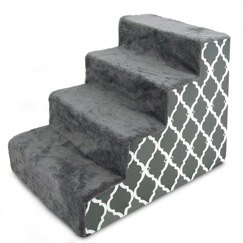 4-Step Dog Stairs for Small Dogs & Cats – 18" Foam Pet Steps for Bed & Couch