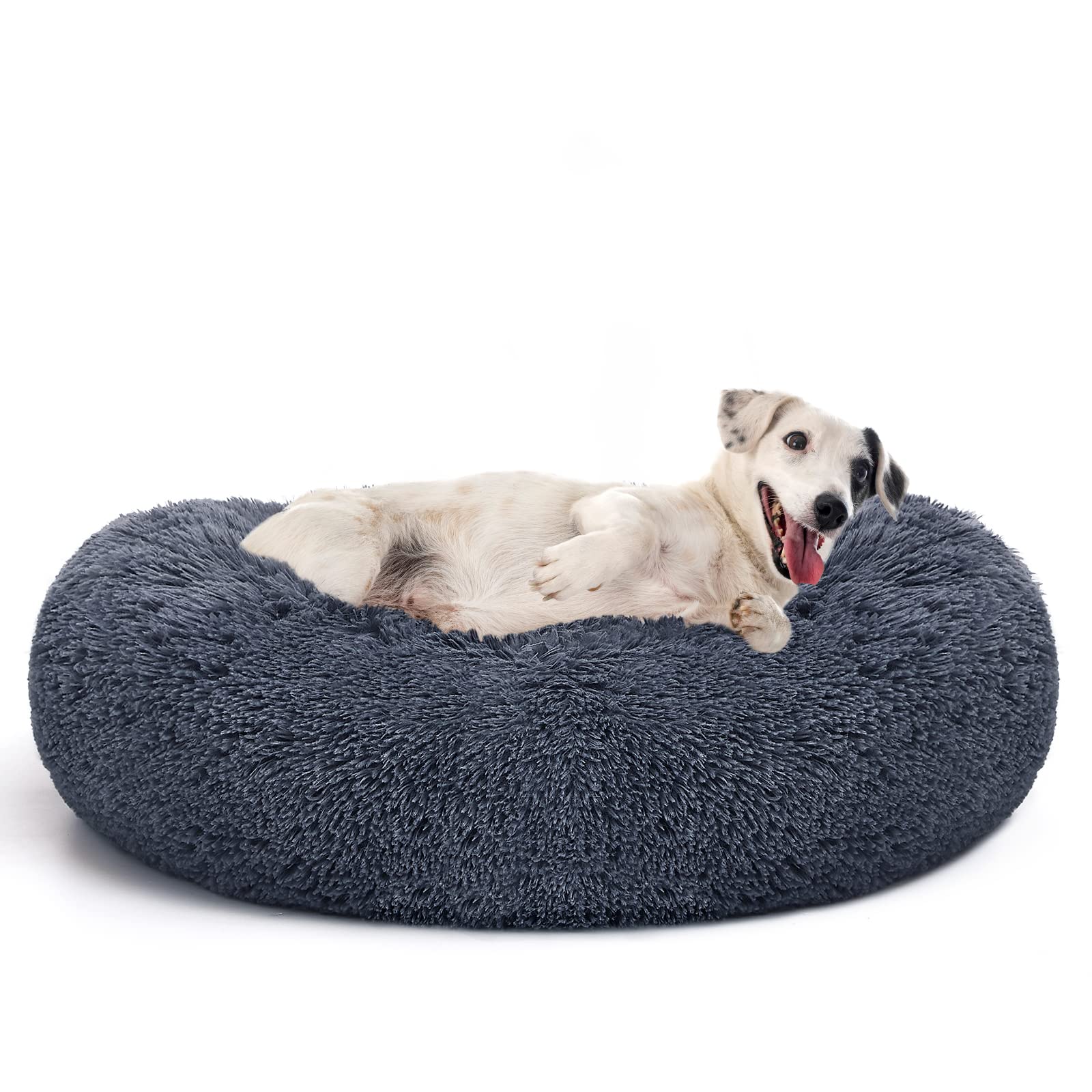 23" Round Donut Dog Bed – Plush Washable Pet Bed for Dogs & Cats