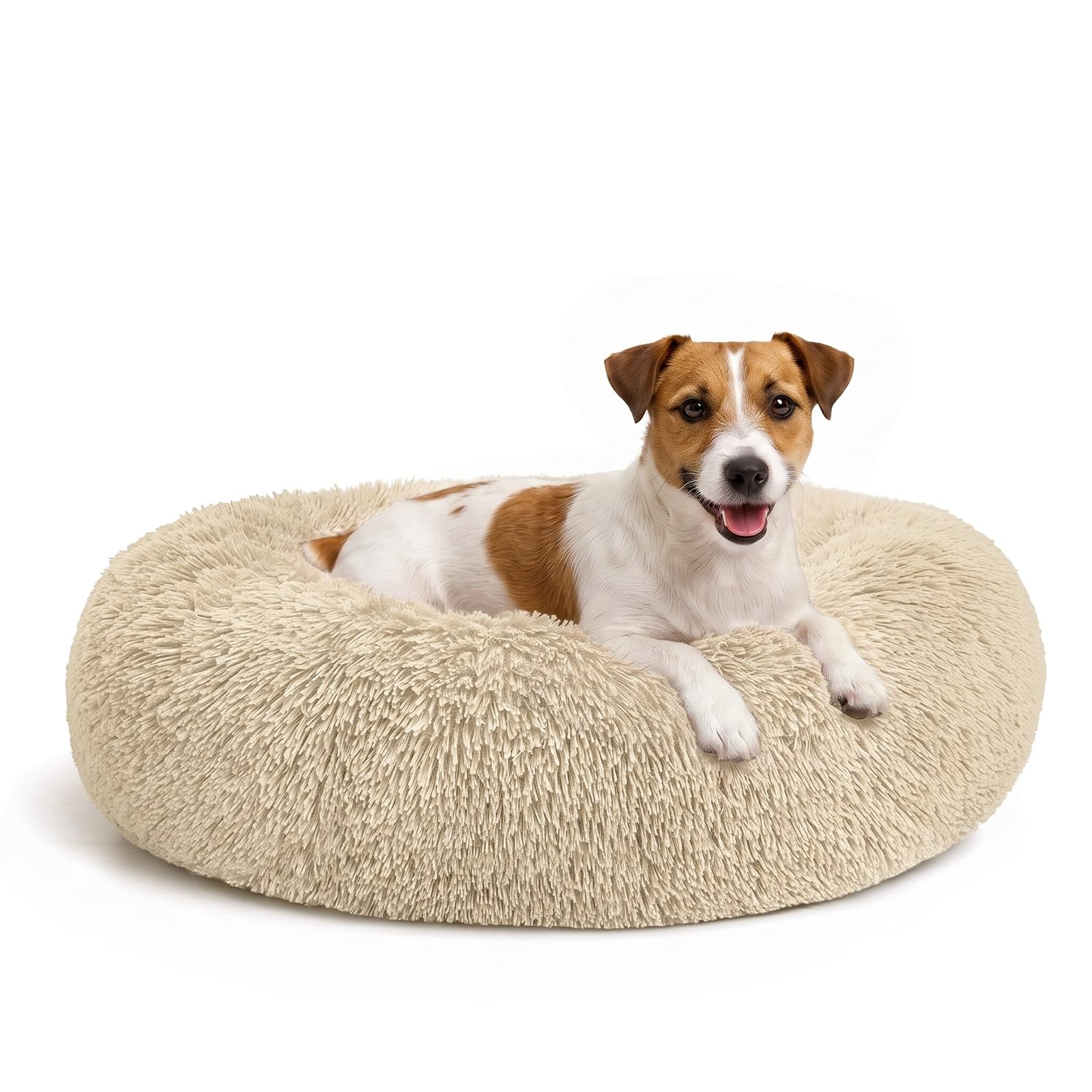 23" Round Donut Dog Bed – Plush Washable Pet Bed for Dogs & Cats