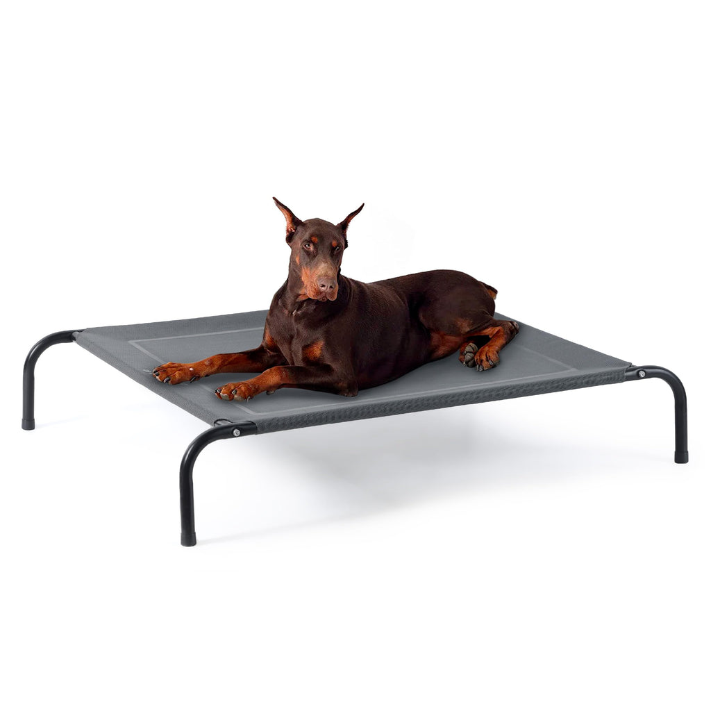 49" Large Elevated Cooling Dog Bed – Breathable Raised Outdoor Pet Cot, Grey