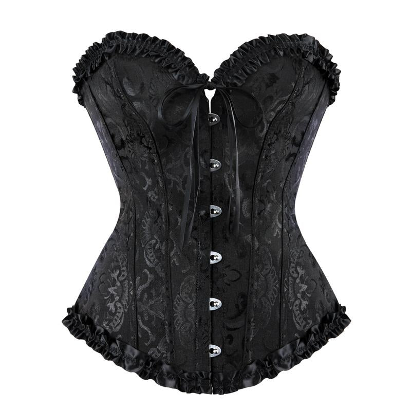 Overbust Corset Top Floral Renaissance Womens Lace Up Boned Overbust Corset Bustier.
