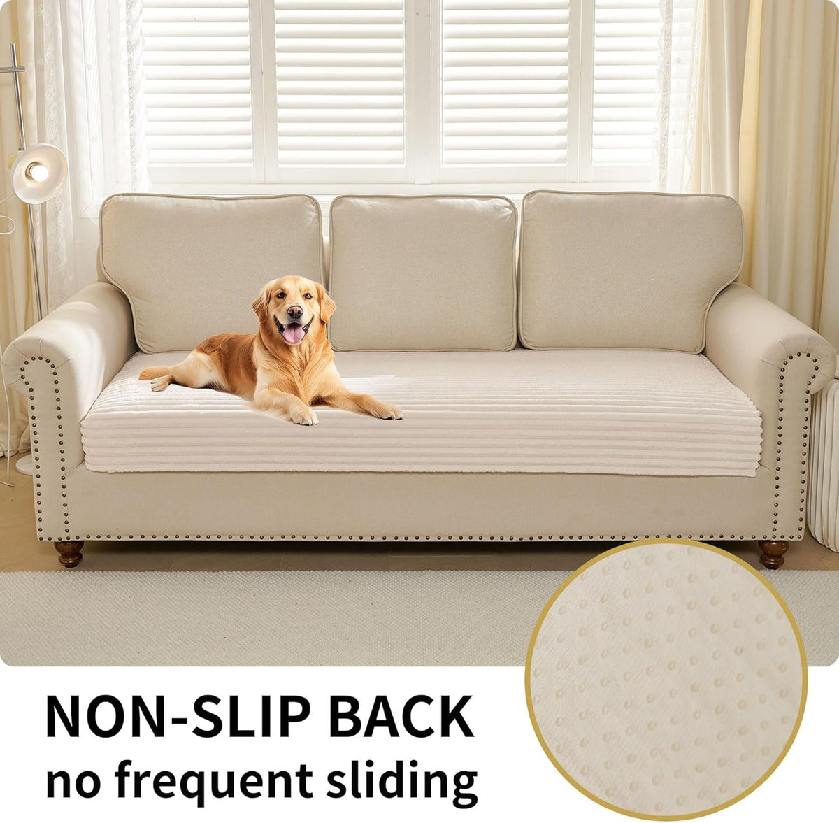 Faux Fur Pet Couch Cover with Non-Slip Back