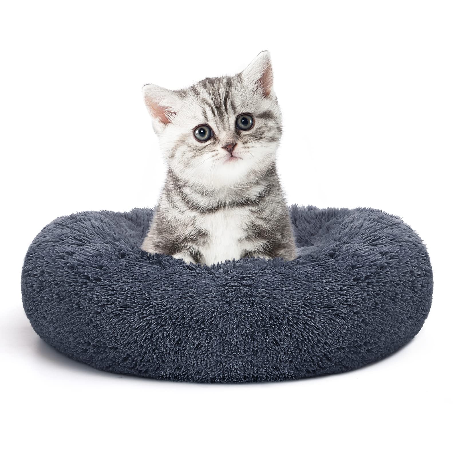 23" Round Donut Dog Bed – Plush Washable Pet Bed for Dogs & Cats