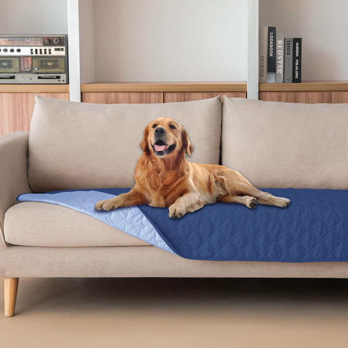 Reversible Quilted Pet Blanket for Beds & Sofas