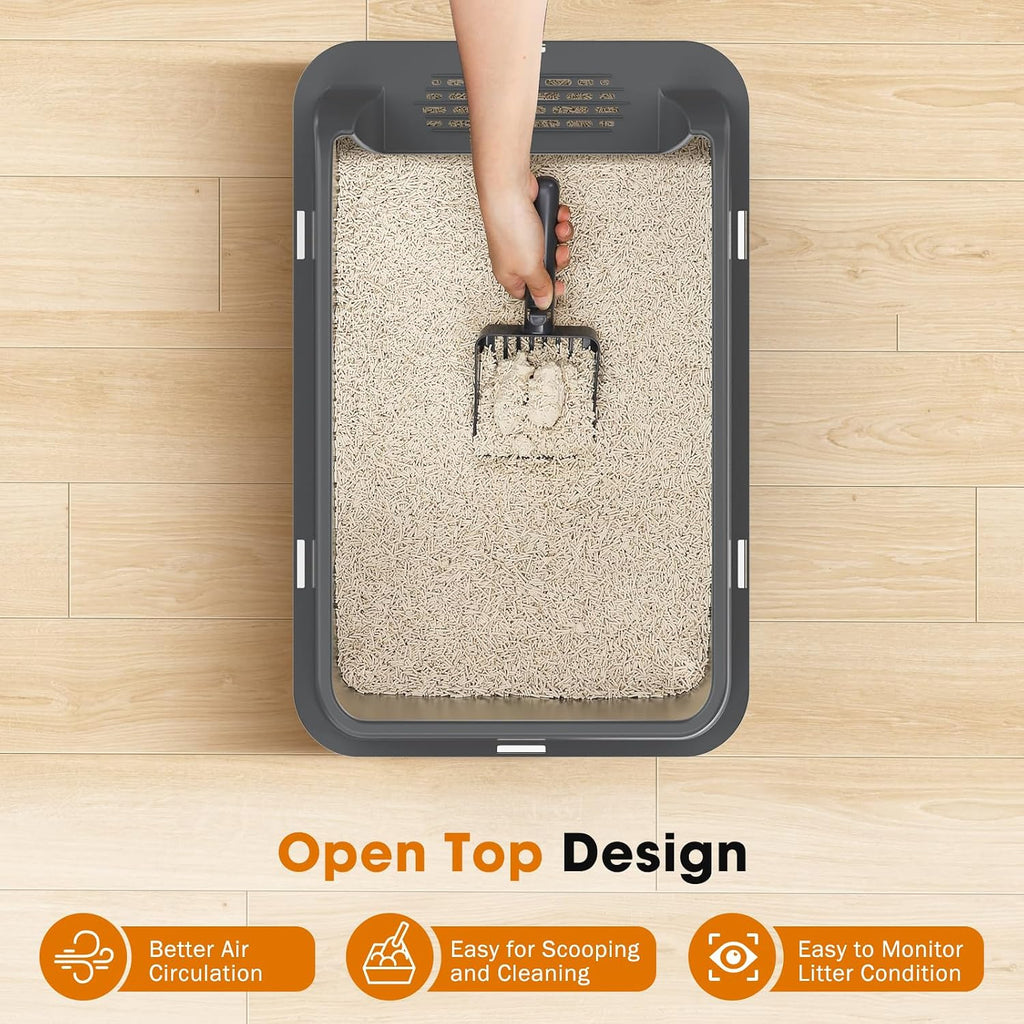 2-Pack XL Stainless Steel Cat Litter Boxes with Scoops