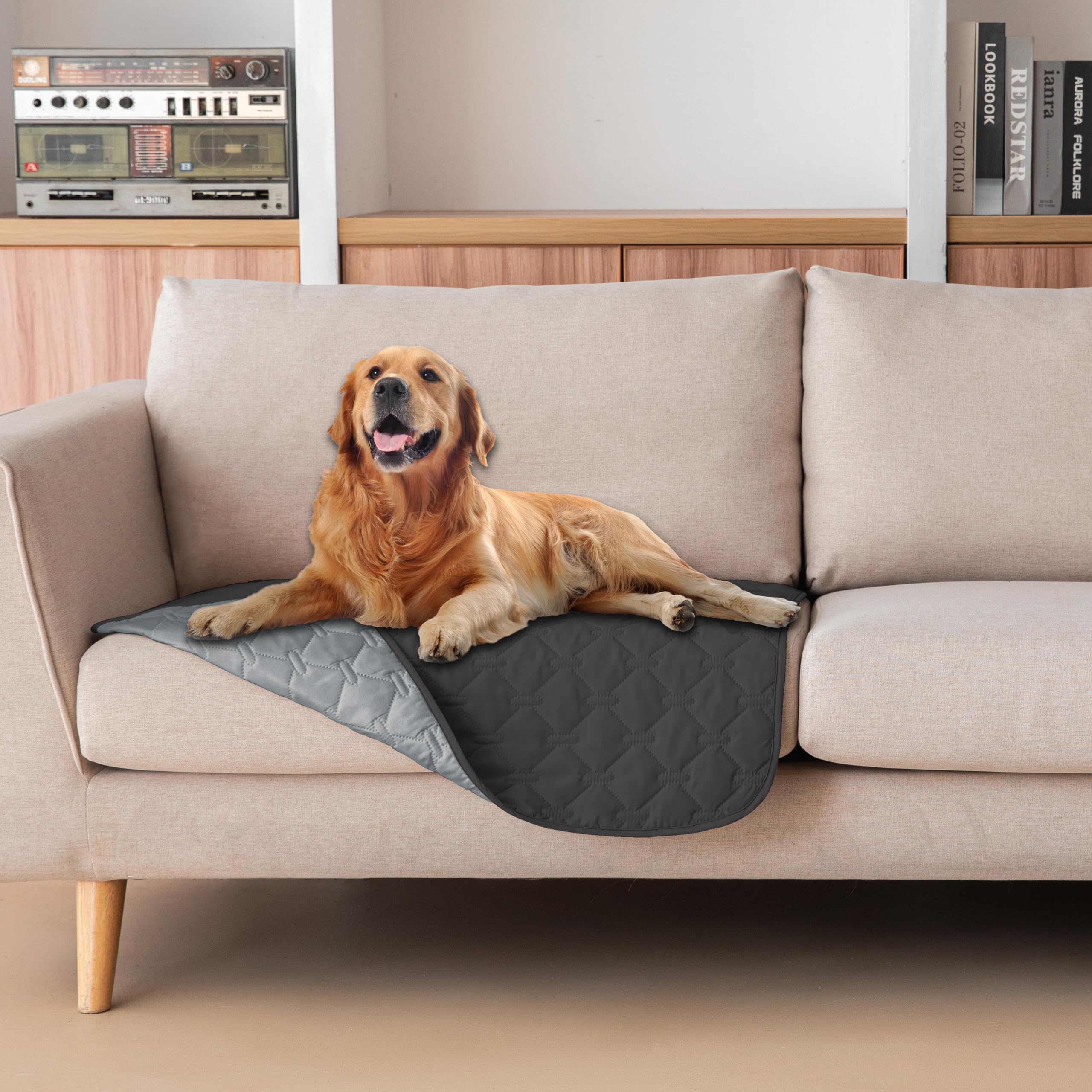 Reversible Quilted Pet Blanket for Beds & Sofas