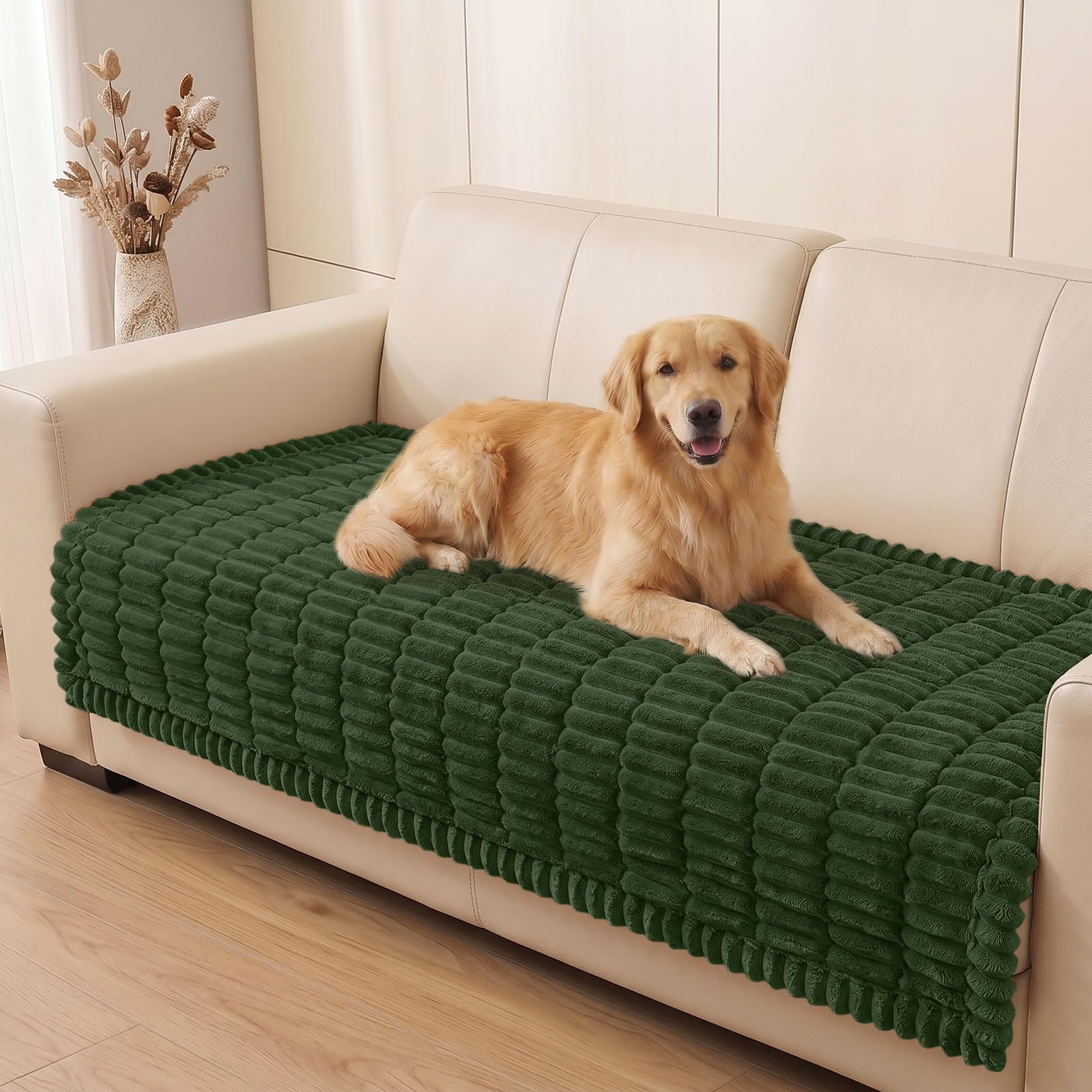 Plush Ribbed Pet Couch Cover