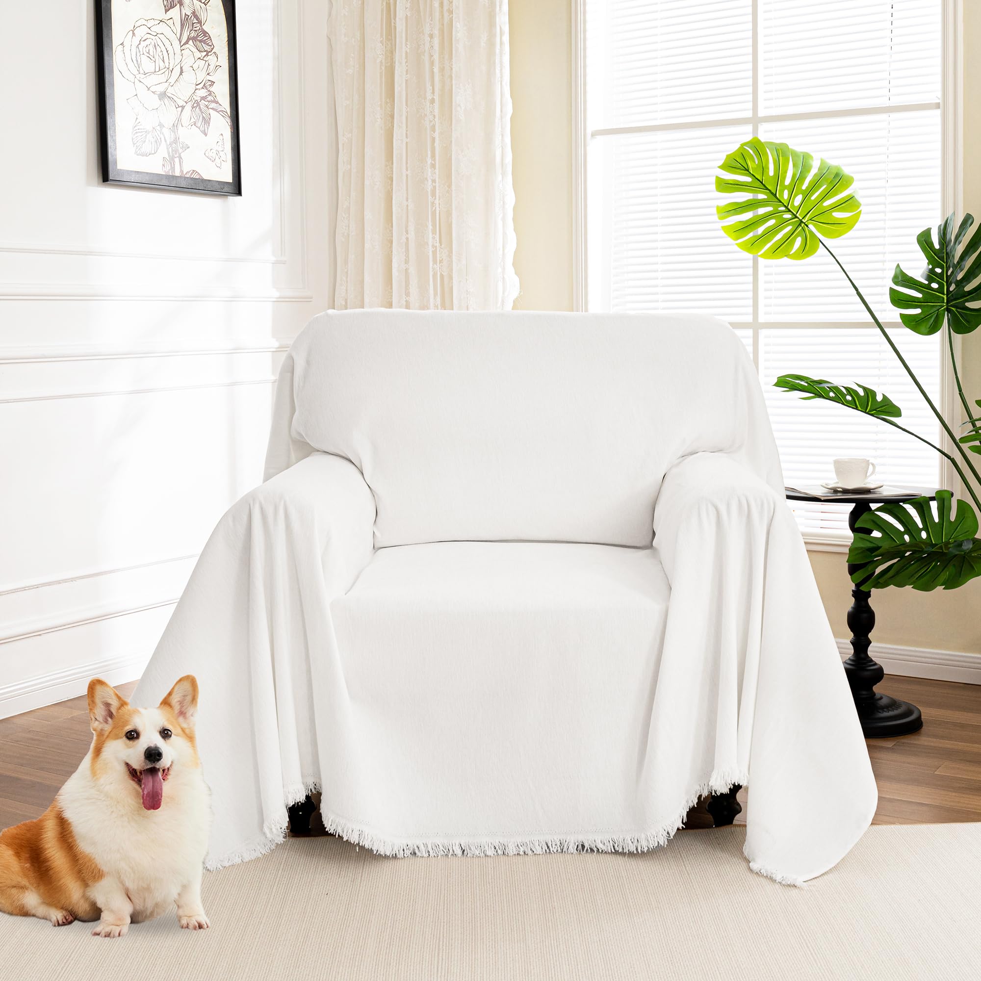 Chenille Pet Couch Cover with Tassel Edges