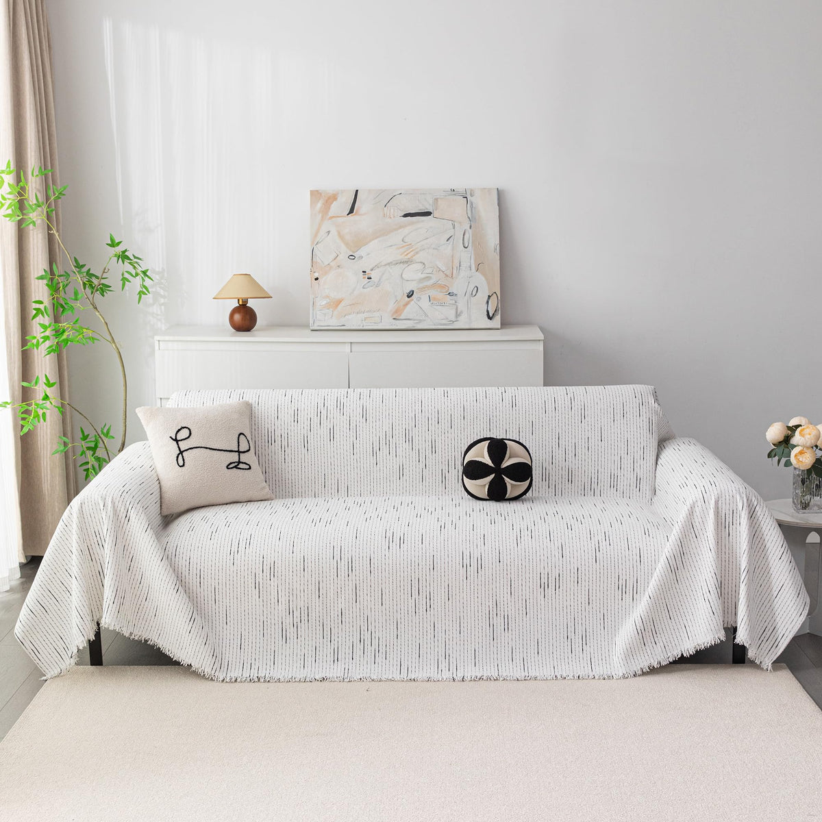 Chenille Pet Couch Cover with Tassel Edges