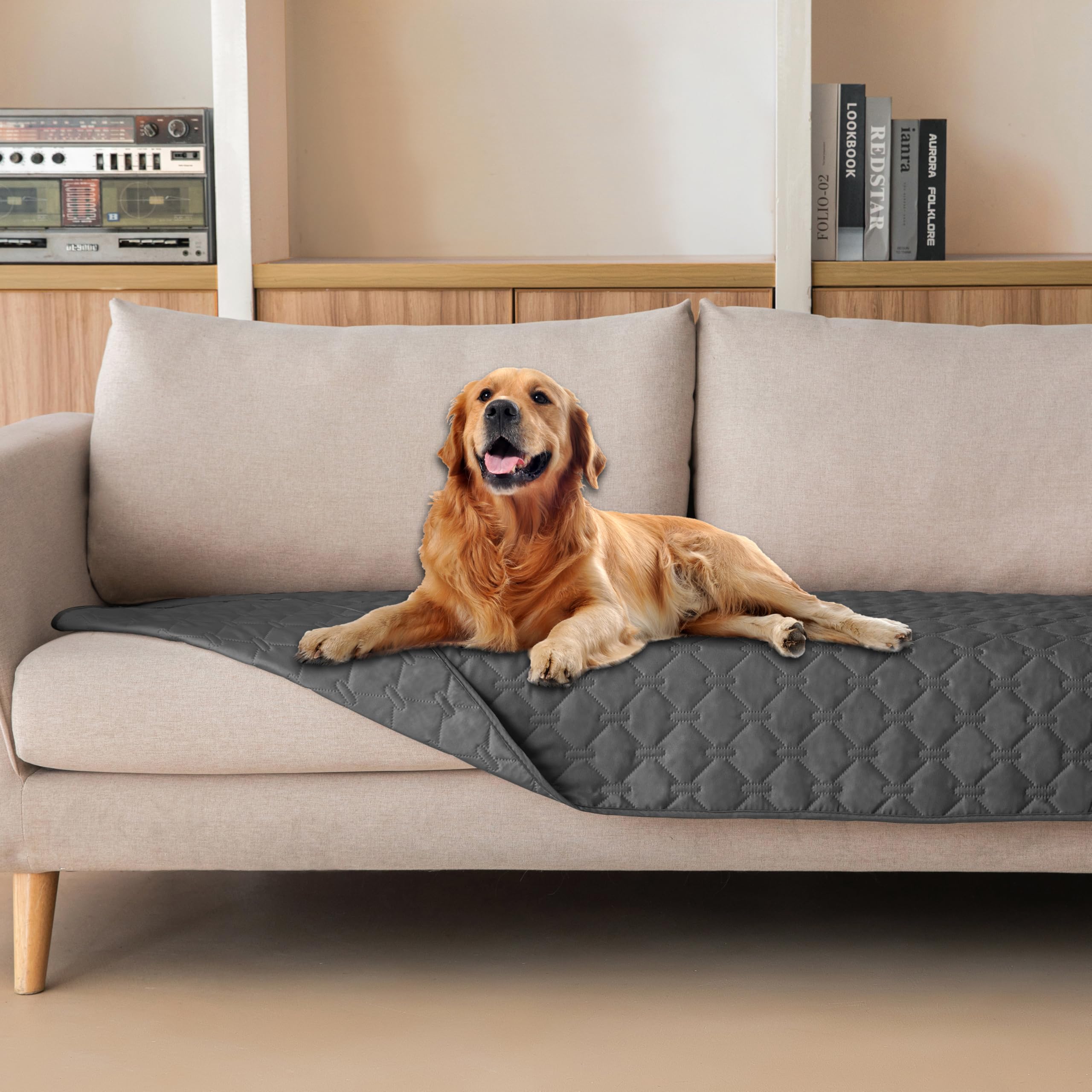 Reversible Quilted Pet Blanket for Beds & Sofas