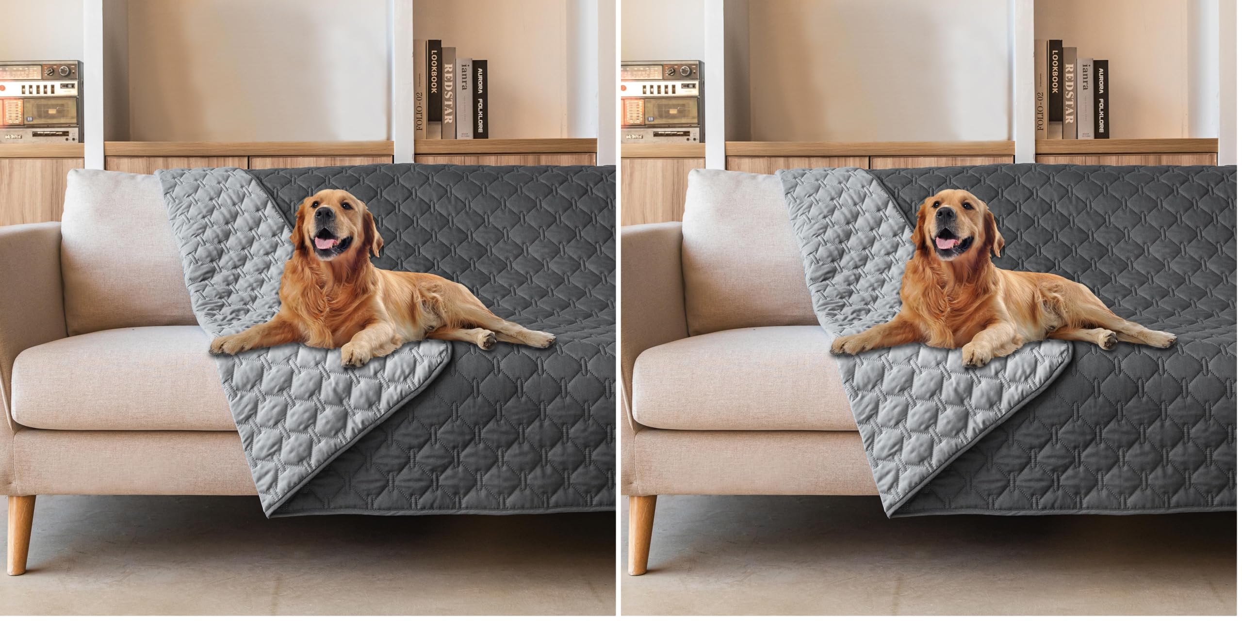 Reversible Quilted Pet Blanket for Beds & Sofas