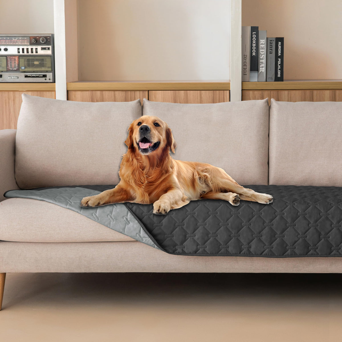 Reversible Quilted Pet Blanket for Beds & Sofas
