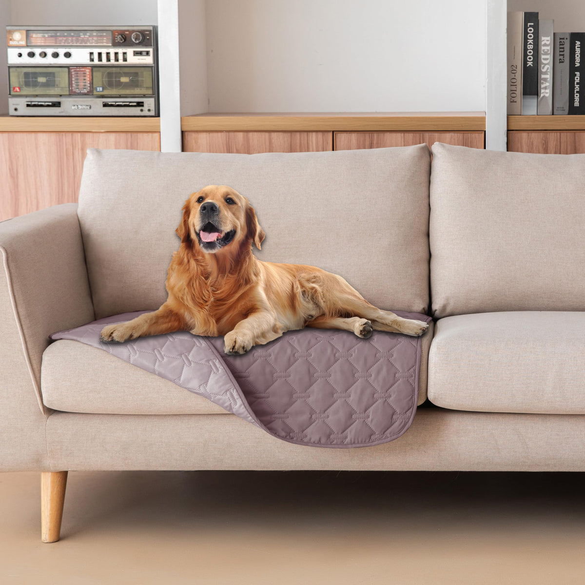 Reversible Quilted Pet Blanket for Beds & Sofas