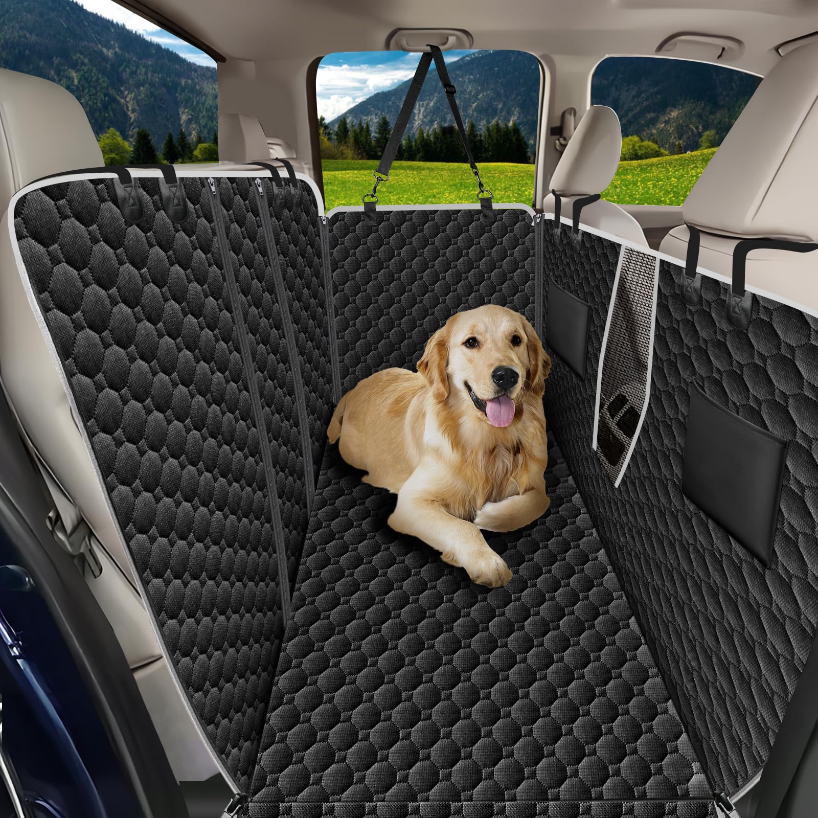 Dog Car Seat Cover for Back Seat, Waterproof Dog Hammock for Car