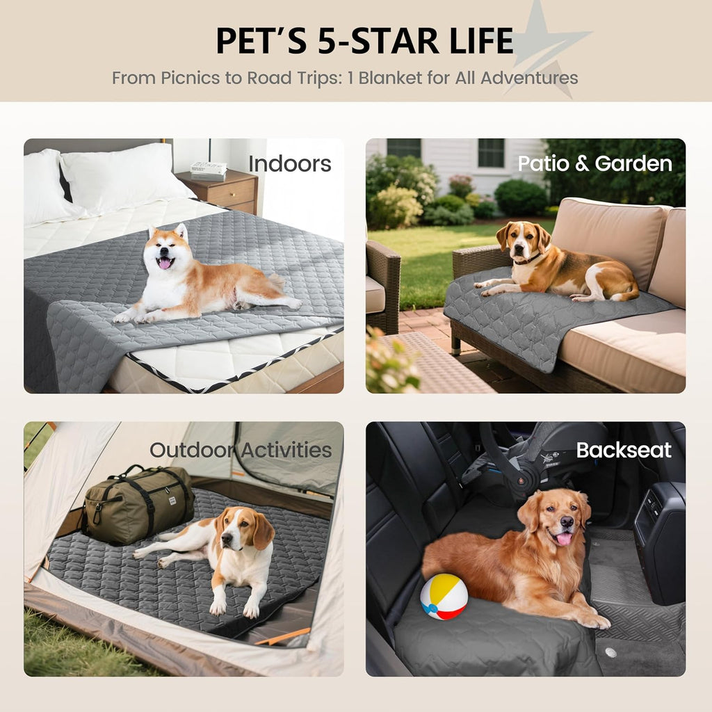 Reversible Quilted Pet Blanket for Beds & Sofas