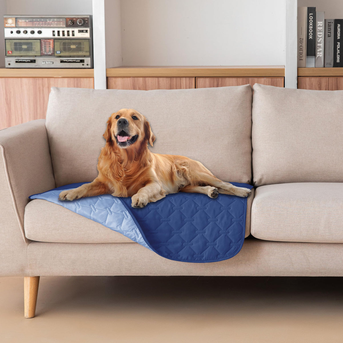 Reversible Quilted Pet Blanket for Beds & Sofas