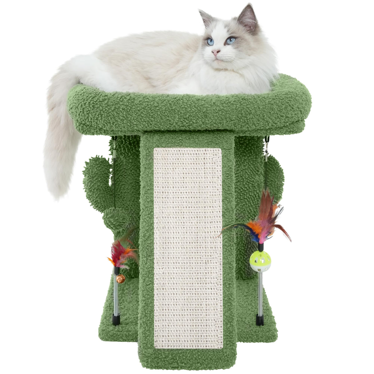 2-Tier Cat Tree with Scratching Post & Toy Balls – 17.7" Indoor Cat Tower