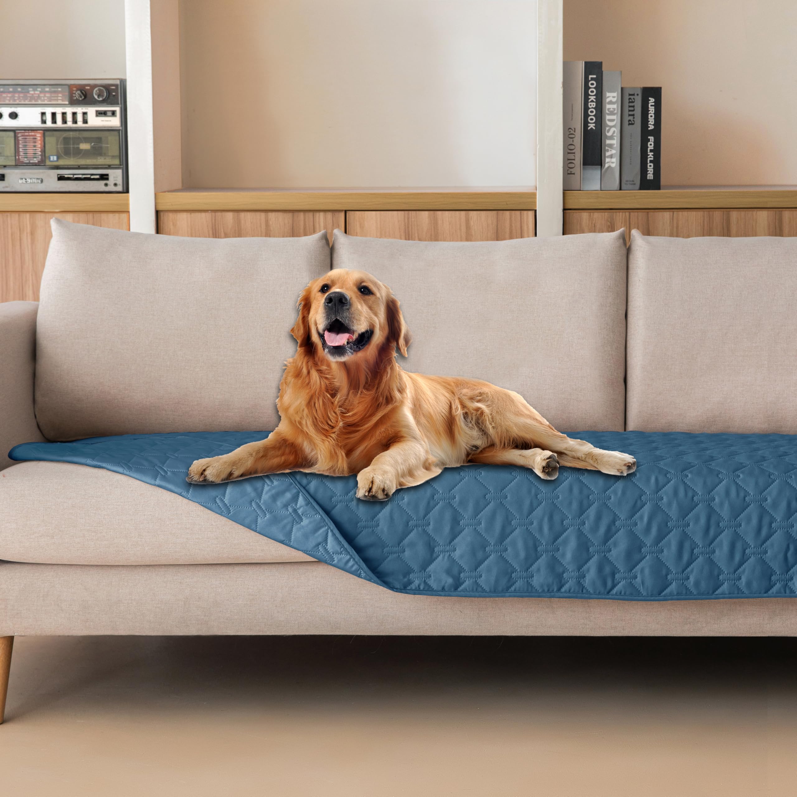 Reversible Quilted Pet Blanket for Beds & Sofas