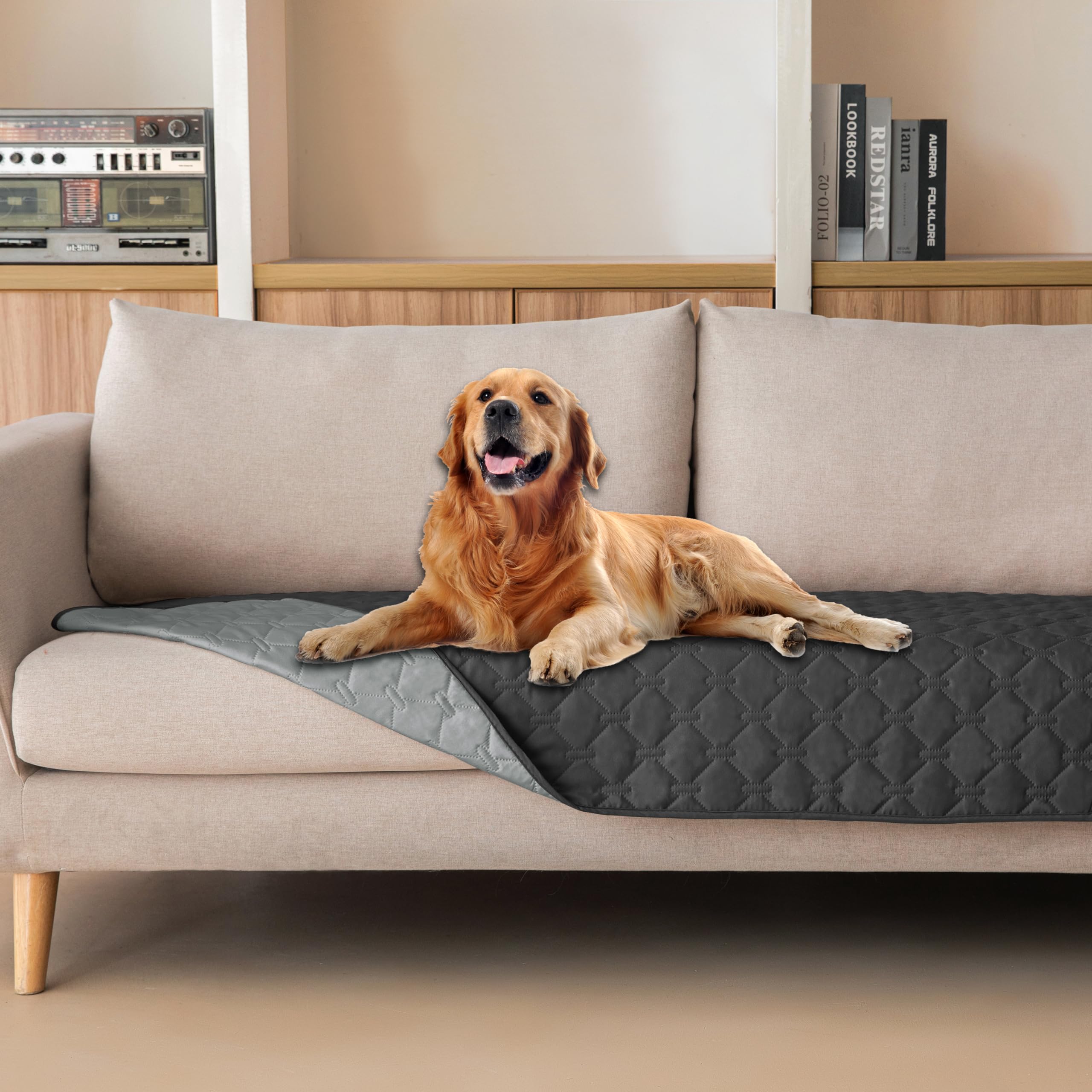 Reversible Quilted Pet Blanket for Beds & Sofas