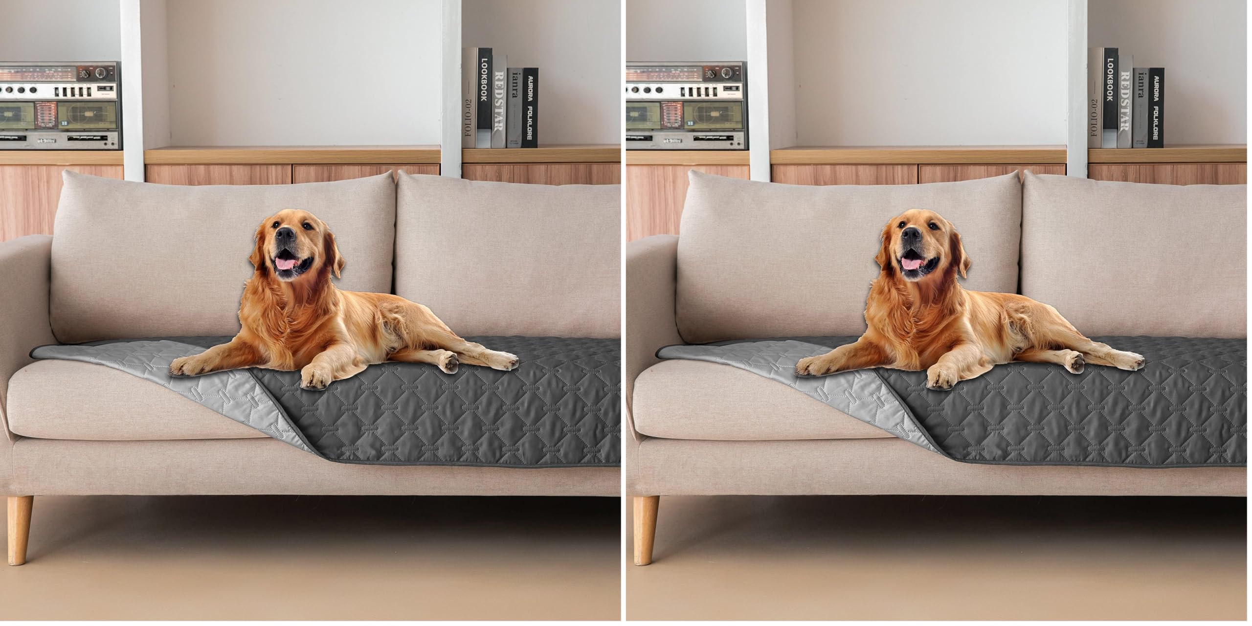 Reversible Quilted Pet Blanket for Beds & Sofas