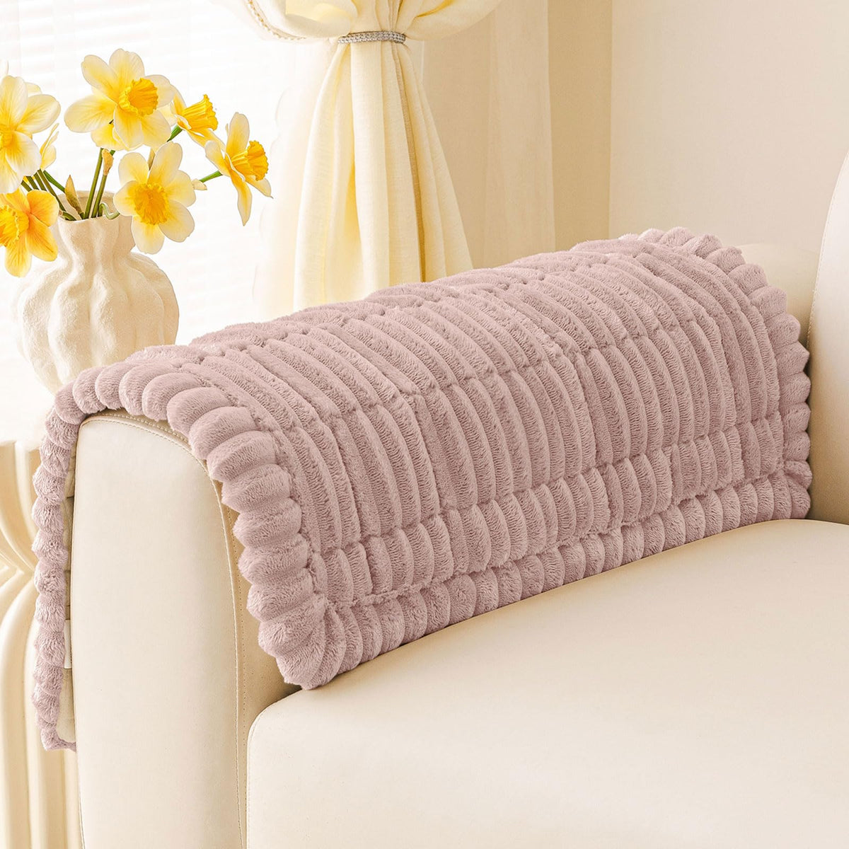 Plush Ribbed Pet Couch Cover
