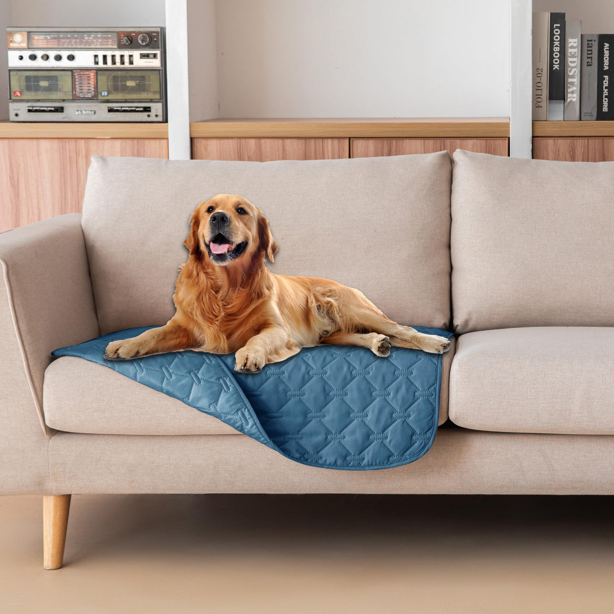 Reversible Quilted Pet Blanket for Beds & Sofas