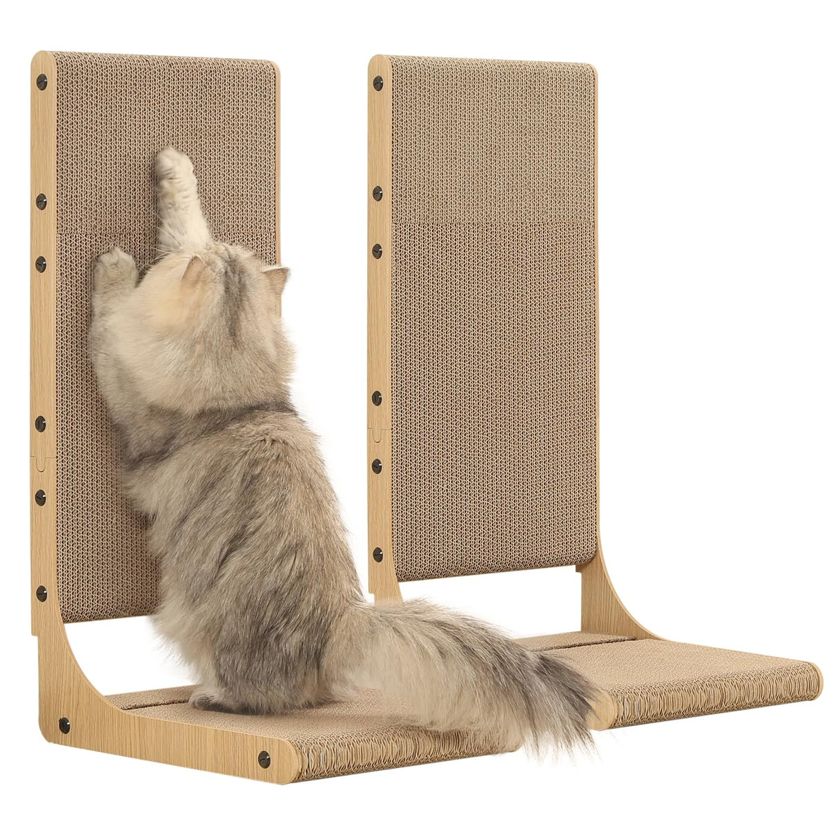 2-Pack L-Shaped Cat Scratching Board – 25.6" Tall Cardboard Scratcher for Indoor Cats