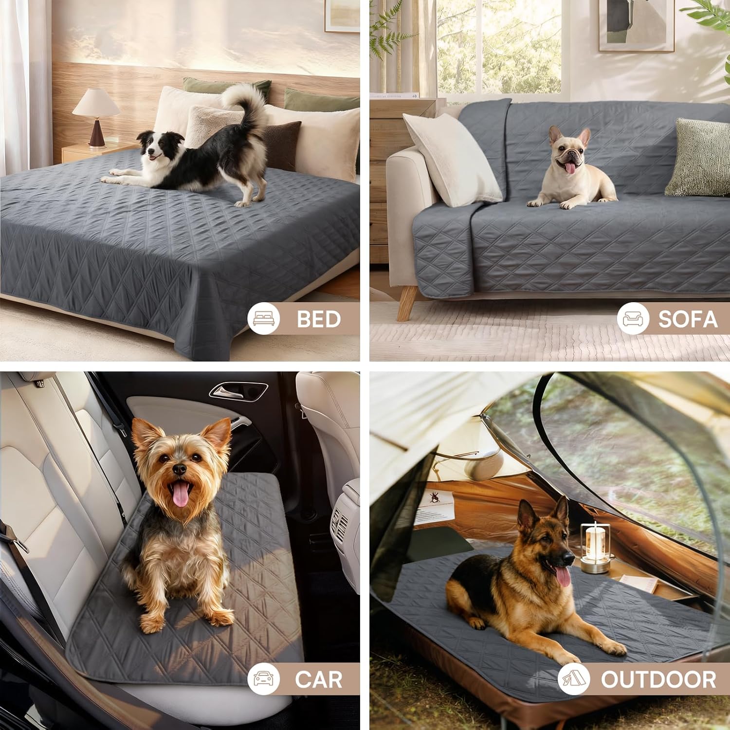 Quilted Pet Couch Protector with Non-Slip Back