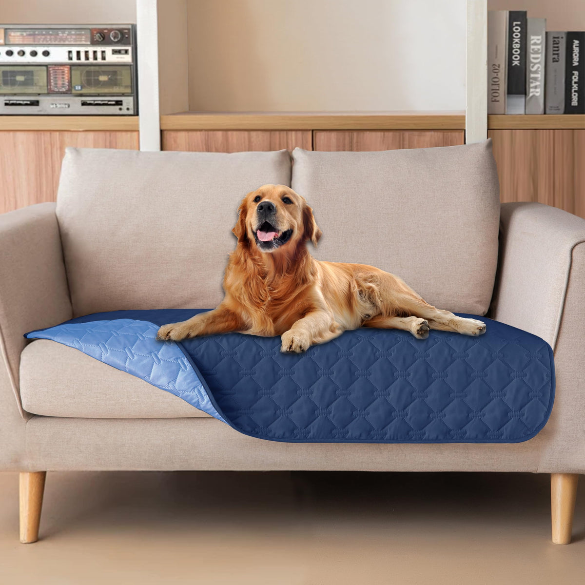 Reversible Quilted Pet Blanket for Beds & Sofas