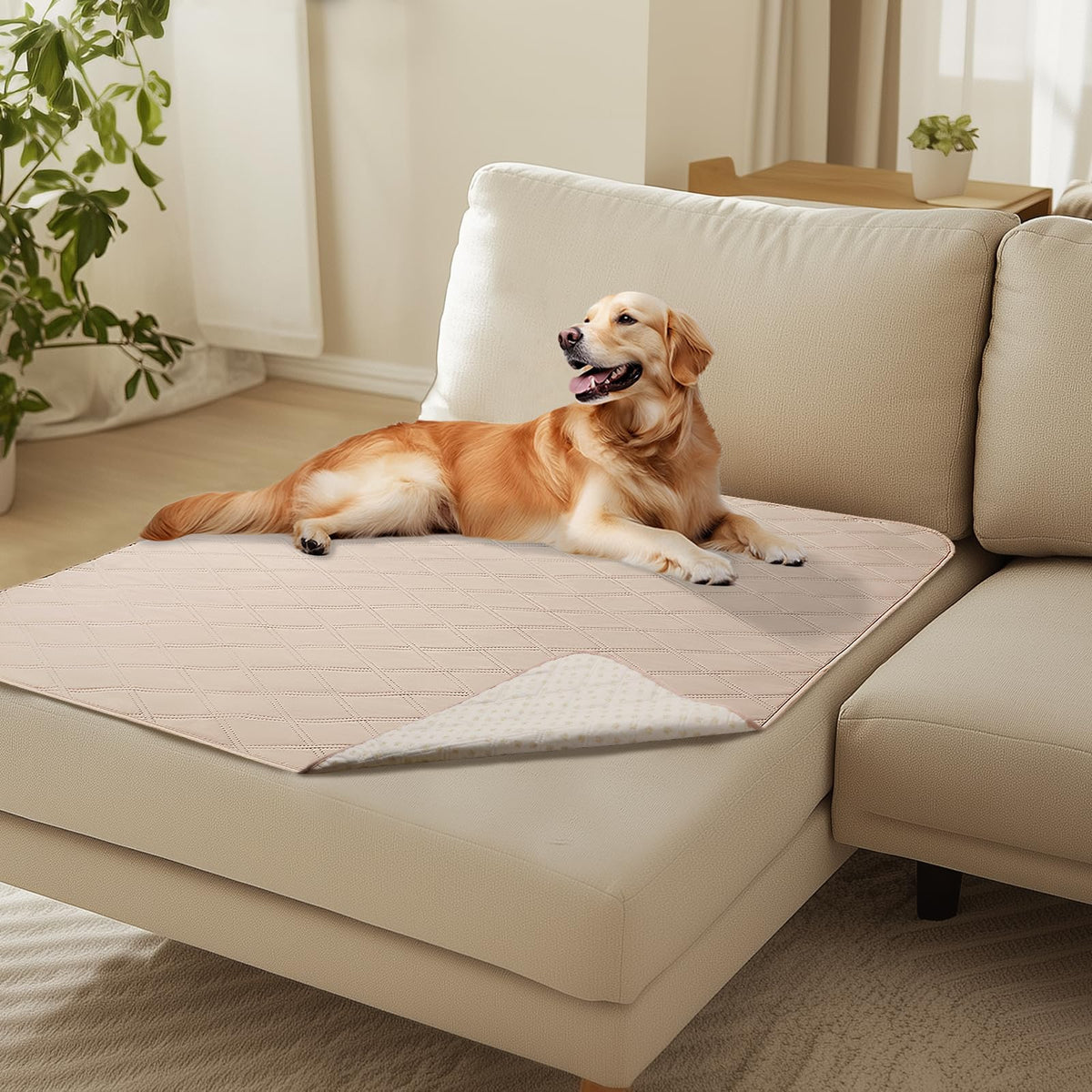 Quilted Pet Couch Protector with Non-Slip Back