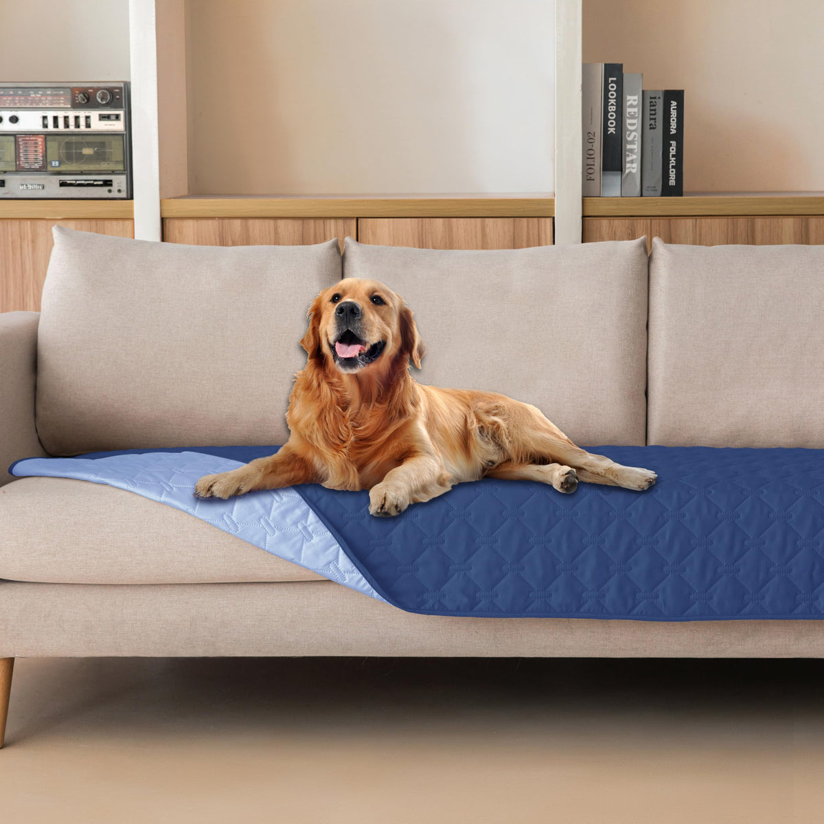 Reversible Quilted Pet Blanket for Beds & Sofas