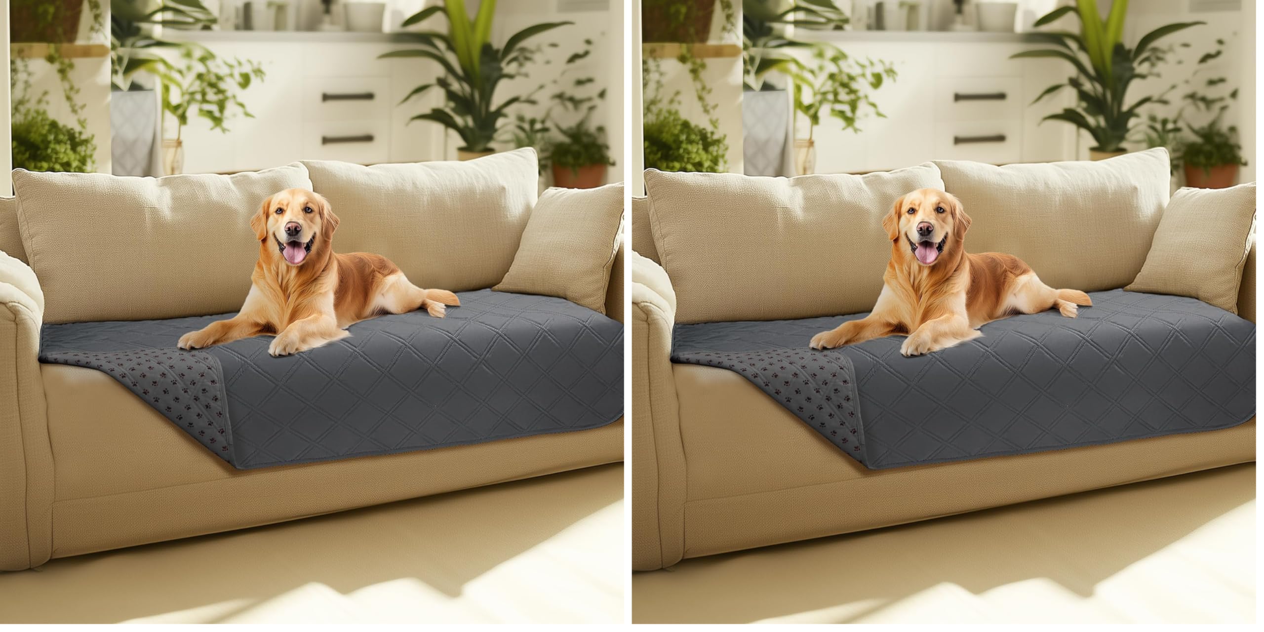 Quilted Pet Couch Protector with Non-Slip Back