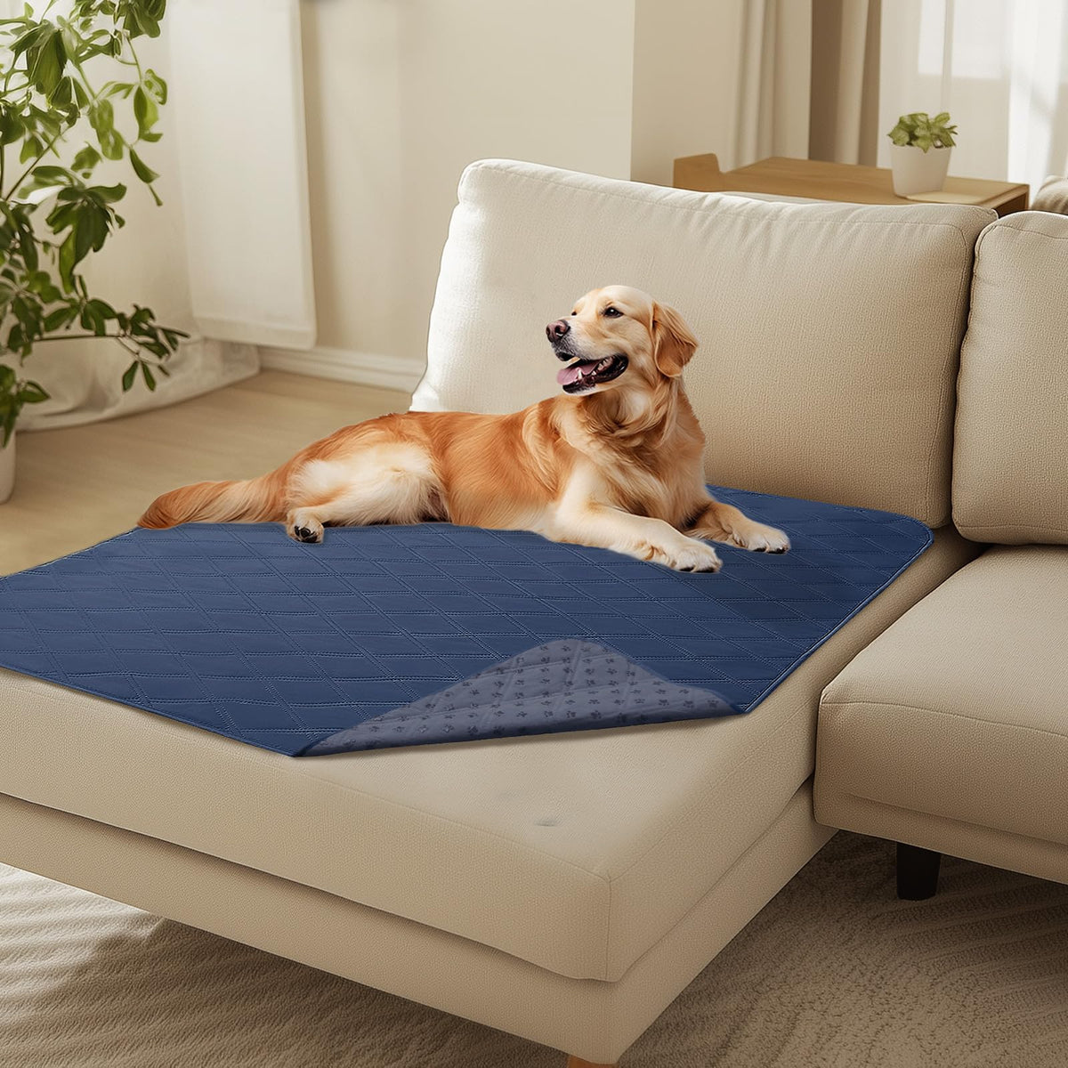 Quilted Pet Couch Protector with Non-Slip Back