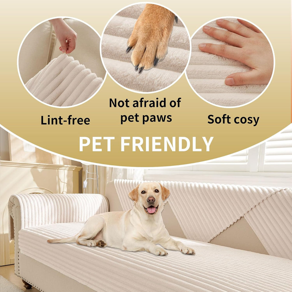 Faux Fur Pet Couch Cover with Non-Slip Back